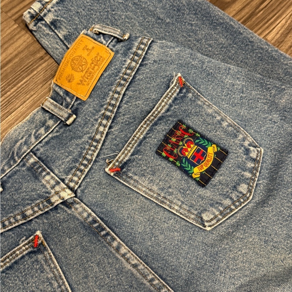 Vintage Wrangler High Rise Jeans Misses 18 Blue Denim USA Made 90s Straight Leg - Picture 2 of 7